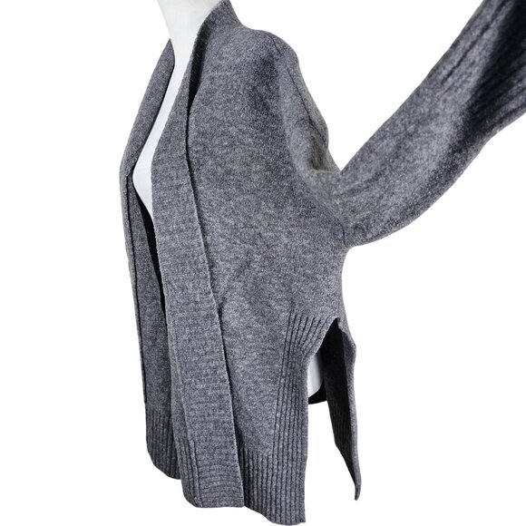 Banana Republic Gray Open Cardigan Sweater Sz L Merino Blend Relaxed Long Slits - Picture 3 of 9